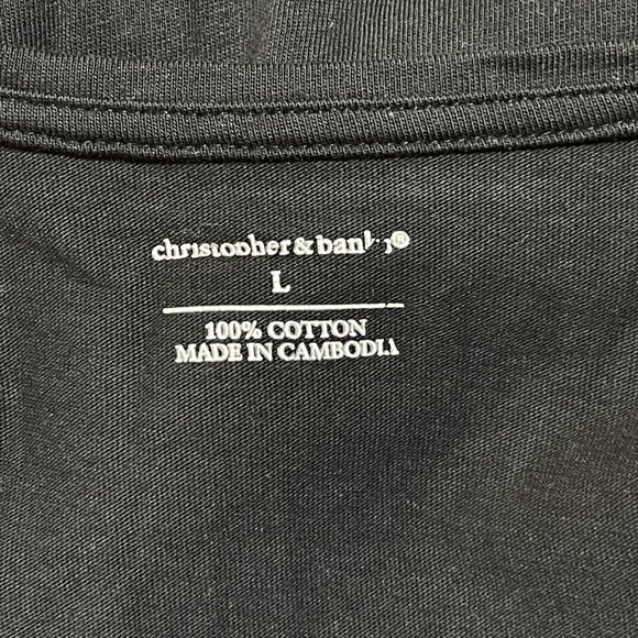 2 Christopher & Banks T-Shirts Size L Large Short Sleeve Black Peach Crew Neck - Picture 3 of 5